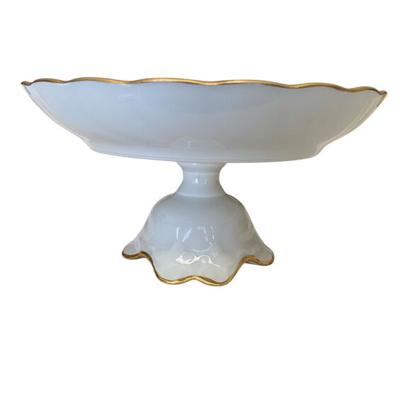 Vtg Limoges Signed Hand Painted Scene Footed Pedestal Candy Dish Courting Couple - Picture 9 of 16